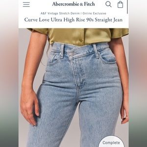 Abercrombie Curve Love Ultra High Rise 90s Straight Jeans size 16